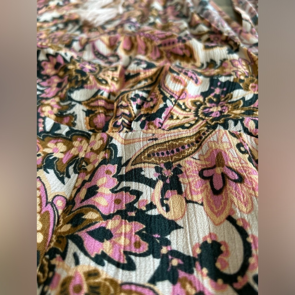 VICI Boho Paisley Wrap Maxi Dress Earth Tone Floral Print Flowy Festival cottage - Picture 13 of 16